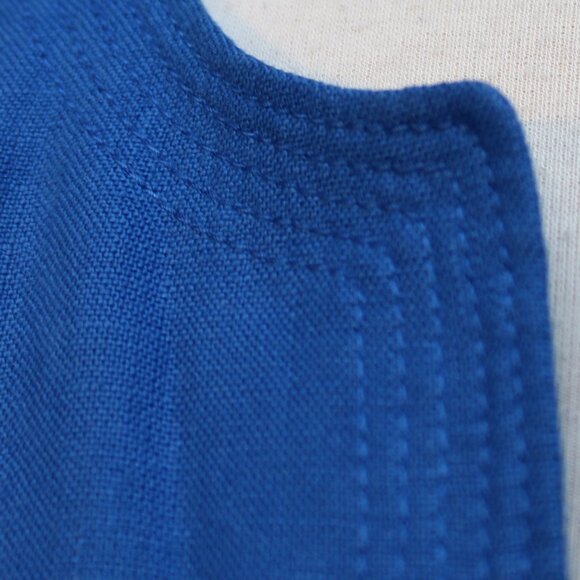 Talbots Plus Size Petite Royal Blue Linen Stitched Trim Open Jacket Sz 16WP - Picture 3 of 9